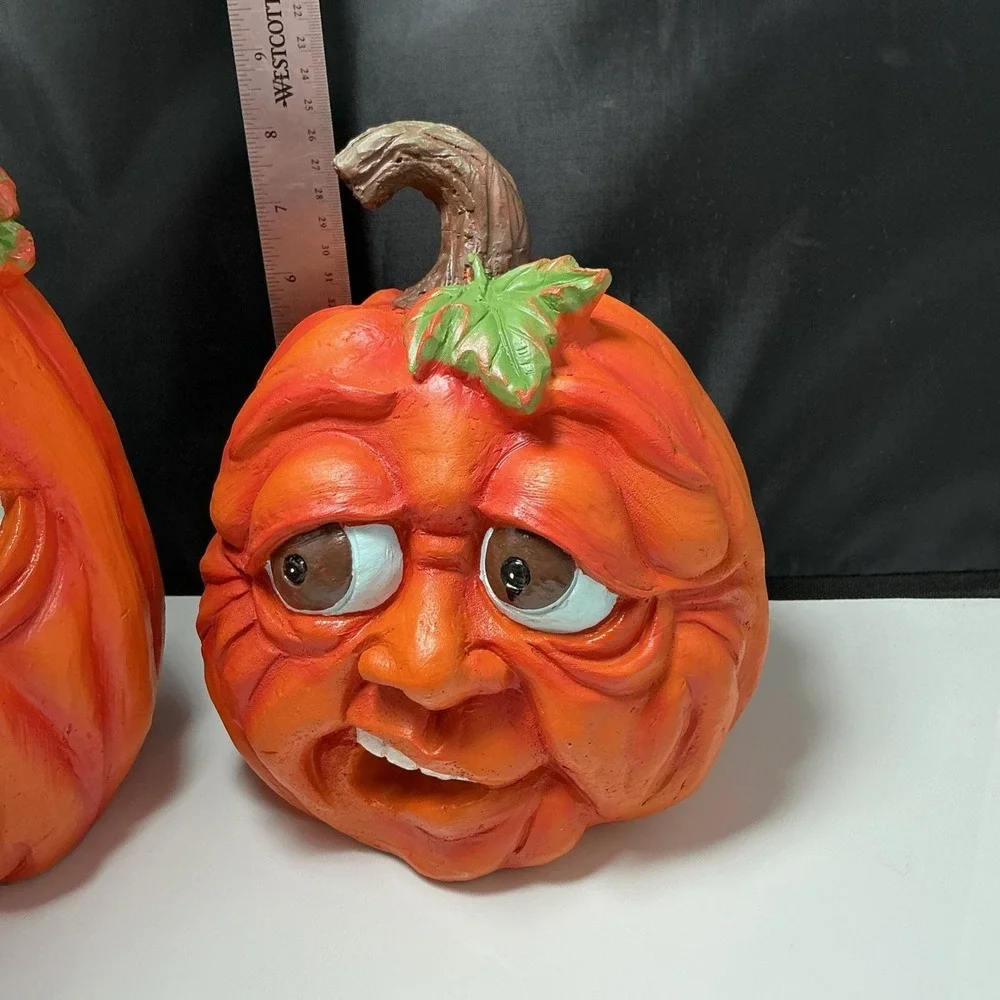 Collections Etc Expressive Pumpkins Halloween Table Top Décor Medium Lot Of 2